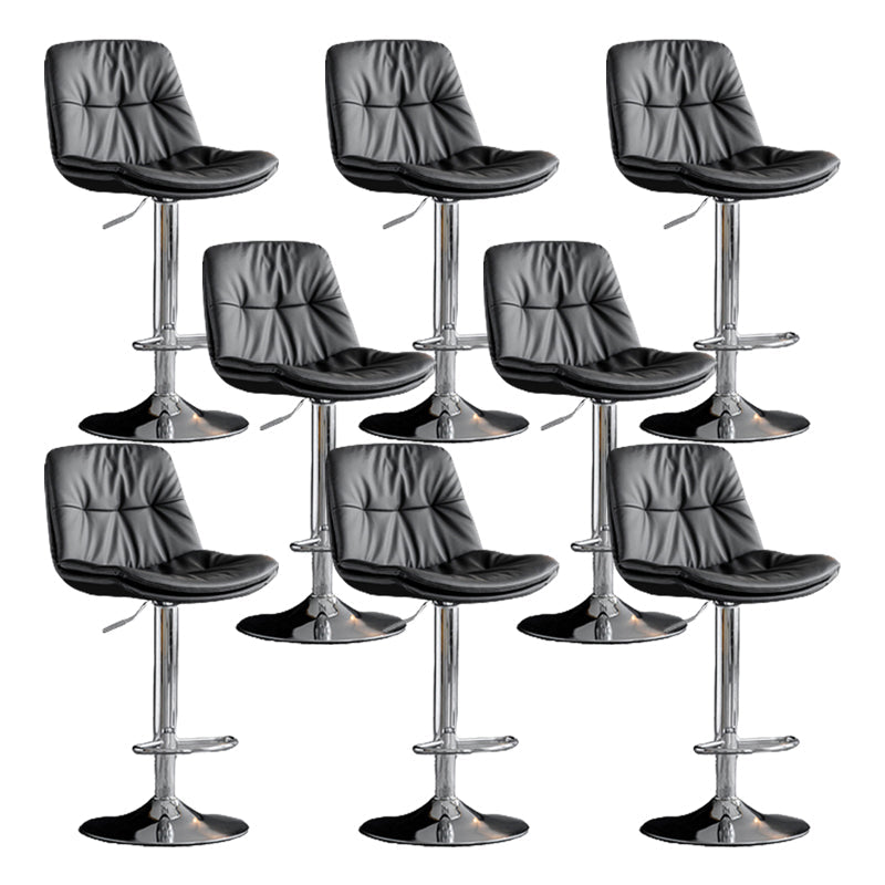 Modern Metal Stool Faux Leather Footrest Stool Adjustable Height in Matte Finish Dark Gray Chrome 8 Piece Set Clearhalo 'Bar Furniture' 'Bar Stools' 'bar_stools' 'furn' 'furn_bar_stools' 'Furniture' 'Kitchen & Dining Furniture' 5617828
