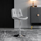 Modern Metal Stool Faux Leather Footrest Stool Adjustable Height in Matte Finish Light Gray Chrome 1 Piece Clearhalo 'Bar Furniture' 'Bar Stools' 'bar_stools' 'furn' 'furn_bar_stools' 'Furniture' 'Kitchen & Dining Furniture' 5617829