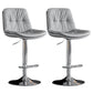 Modern Metal Stool Faux Leather Footrest Stool Adjustable Height in Matte Finish Light Gray Chrome 2 Piece Set Clearhalo 'Bar Furniture' 'Bar Stools' 'bar_stools' 'furn' 'furn_bar_stools' 'Furniture' 'Kitchen & Dining Furniture' 5617830
