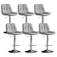 Modern Metal Stool Faux Leather Footrest Stool Adjustable Height in Matte Finish Light Gray Chrome 6 Piece Set Clearhalo 'Bar Furniture' 'Bar Stools' 'bar_stools' 'furn' 'furn_bar_stools' 'Furniture' 'Kitchen & Dining Furniture' 5617832