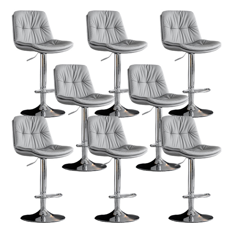 Modern Metal Stool Faux Leather Footrest Stool Adjustable Height in Matte Finish Light Gray Chrome 8 Piece Set Clearhalo 'Bar Furniture' 'Bar Stools' 'bar_stools' 'furn' 'furn_bar_stools' 'Furniture' 'Kitchen & Dining Furniture' 5617833