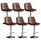 Modern Metal Stool Faux Leather Footrest Stool Adjustable Height in Matte Finish Brown Chrome 6 Piece Set Clearhalo 'Bar Furniture' 'Bar Stools' 'bar_stools' 'furn' 'furn_bar_stools' 'Furniture' 'Kitchen & Dining Furniture' 5617837