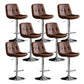Modern Metal Stool Faux Leather Footrest Stool Adjustable Height in Matte Finish Brown Chrome 8 Piece Set Clearhalo 'Bar Furniture' 'Bar Stools' 'bar_stools' 'furn' 'furn_bar_stools' 'Furniture' 'Kitchen & Dining Furniture' 5617838