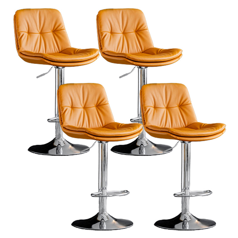 Modern Metal Stool Faux Leather Footrest Stool Adjustable Height in Matte Finish Orange Chrome 4 Piece Set Clearhalo 'Bar Furniture' 'Bar Stools' 'bar_stools' 'furn' 'furn_bar_stools' 'Furniture' 'Kitchen & Dining Furniture' 5617841