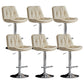 Modern Metal Stool Faux Leather Footrest Stool Adjustable Height in Matte Finish Off-White Chrome 6 Piece Set Clearhalo 'Bar Furniture' 'Bar Stools' 'bar_stools' 'furn' 'furn_bar_stools' 'Furniture' 'Kitchen & Dining Furniture' 5617847