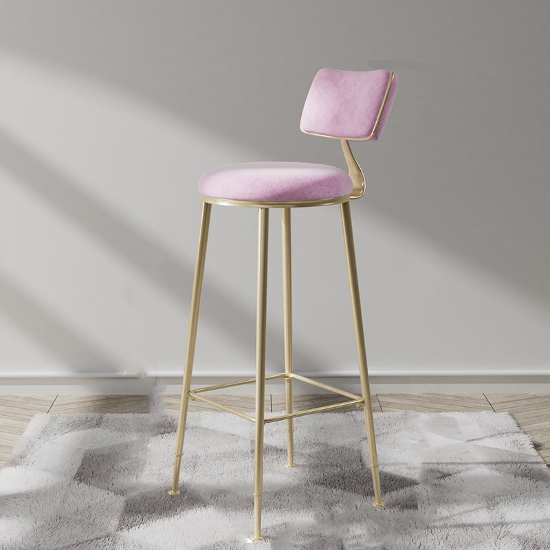 Taburete de tela de taburete de barra de glam metal en acabado mate para interiores