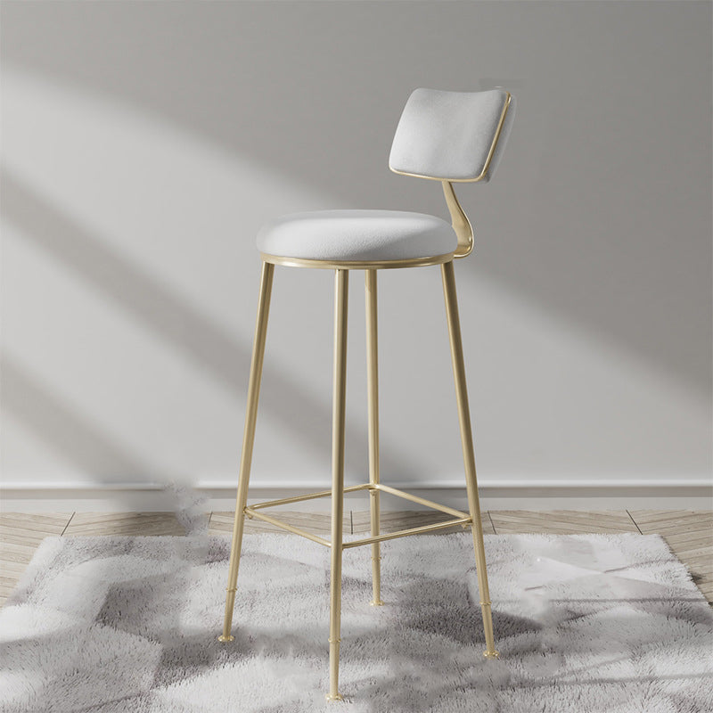 Taburete de tela de taburete de barra de glam metal en acabado mate para interiores