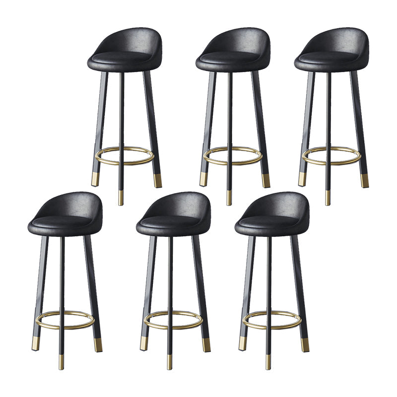 Glam Metal Barstool Fabric Counter Stool in Matte Finish for Home Black 6 Piece Set Clearhalo 'Bar Furniture' 'Bar Stools' 'bar_stools' 'furn' 'furn_bar_stools' 'Furniture' 'Kitchen & Dining Furniture' 5617968