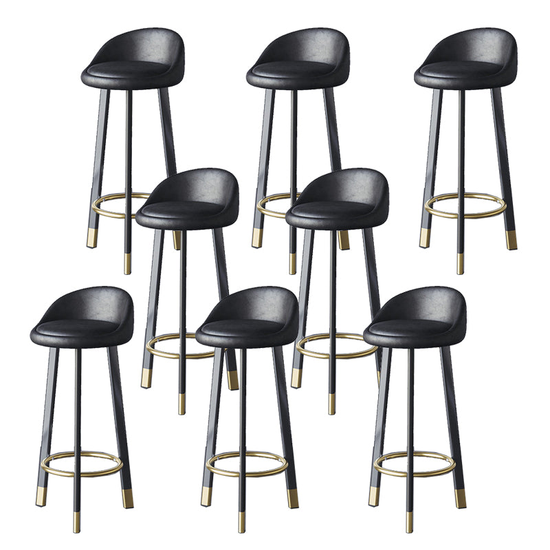 Glam Metal Barstool Fabric Counter Stool in Matte Finish for Home Black 8 Piece Set Clearhalo 'Bar Furniture' 'Bar Stools' 'bar_stools' 'furn' 'furn_bar_stools' 'Furniture' 'Kitchen & Dining Furniture' 5617969