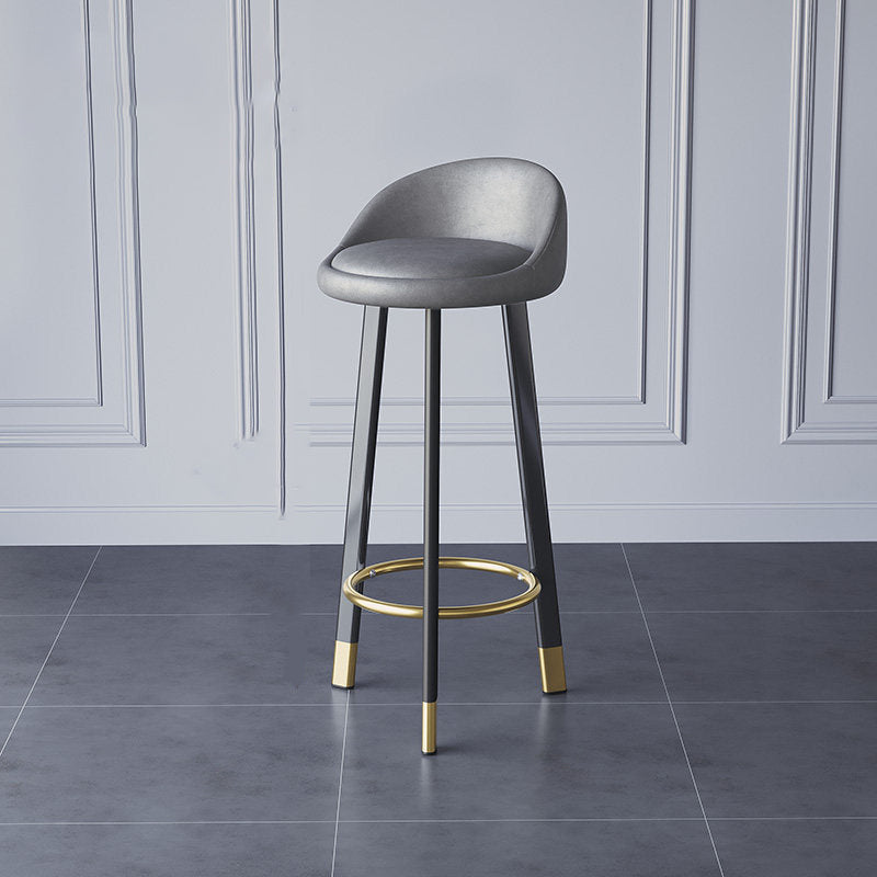 Glam Metal Barstool Fabric Counter Stool in Matte Finish for Home Dark Gray-Black 1 Piece Clearhalo 'Bar Furniture' 'Bar Stools' 'bar_stools' 'furn' 'furn_bar_stools' 'Furniture' 'Kitchen & Dining Furniture' 5617971