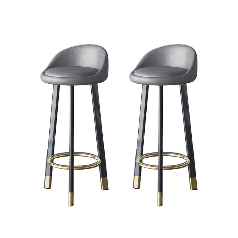 Glam Metal Barstool Fabric Counter Stool in Matte Finish for Home Dark Gray-Black 2 Piece Set Clearhalo 'Bar Furniture' 'Bar Stools' 'bar_stools' 'furn' 'furn_bar_stools' 'Furniture' 'Kitchen & Dining Furniture' 5617974
