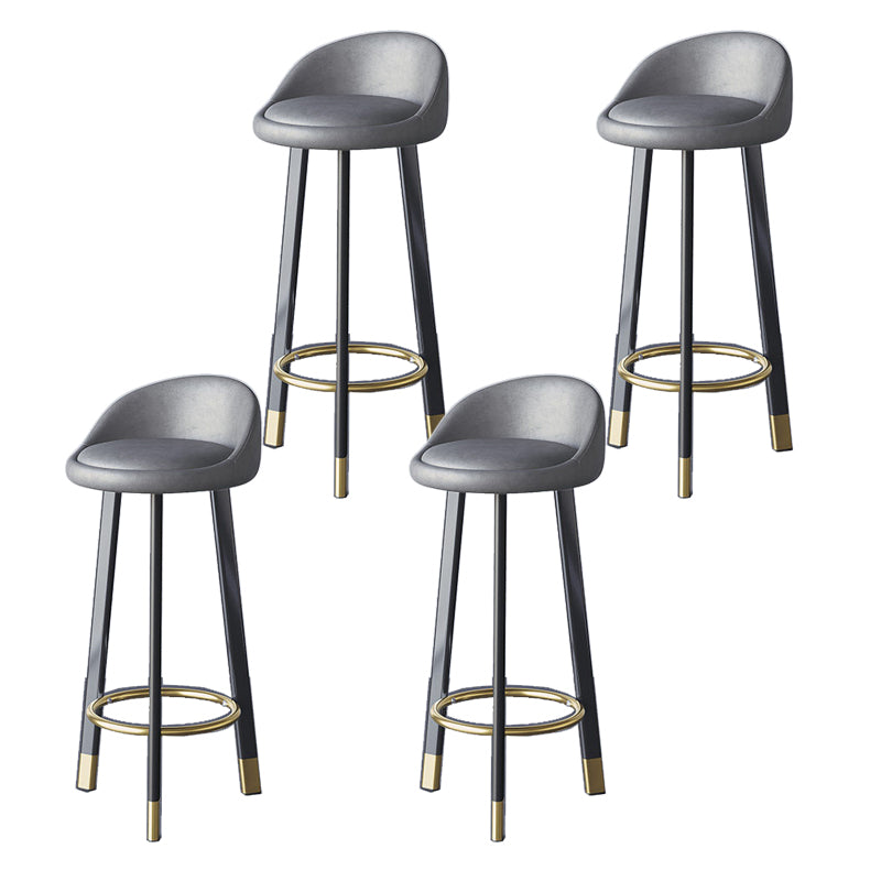 Glam Metal Barstool Fabric Counter Stool in Matte Finish for Home Dark Gray-Black 4 Piece Set Clearhalo 'Bar Furniture' 'Bar Stools' 'bar_stools' 'furn' 'furn_bar_stools' 'Furniture' 'Kitchen & Dining Furniture' 5617976