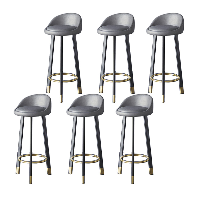 Glam Metal Barstool Fabric Counter Stool in Matte Finish for Home Dark Gray-Black 6 Piece Set Clearhalo 'Bar Furniture' 'Bar Stools' 'bar_stools' 'furn' 'furn_bar_stools' 'Furniture' 'Kitchen & Dining Furniture' 5617978