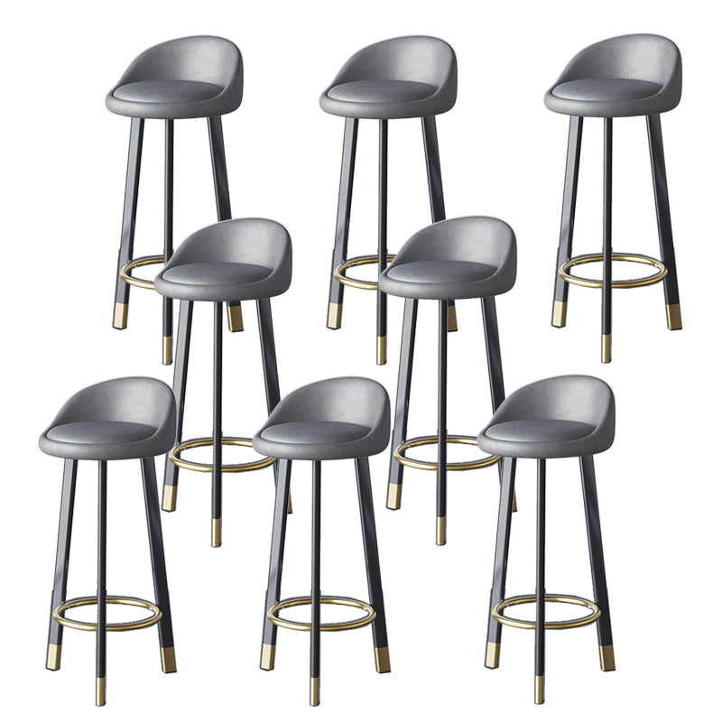 Glam Metal Barstool Fabric Counter Stool in Matte Finish for Home Dark Gray-Black 8 Piece Set Clearhalo 'Bar Furniture' 'Bar Stools' 'bar_stools' 'furn' 'furn_bar_stools' 'Furniture' 'Kitchen & Dining Furniture' 5617980