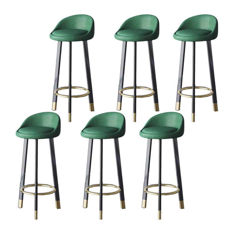 Glam Metal Barstool Fabric Counter Stool in Matte Finish for Home Black Dark Green 6 Piece Set Clearhalo 'Bar Furniture' 'Bar Stools' 'bar_stools' 'furn' 'furn_bar_stools' 'Furniture' 'Kitchen & Dining Furniture' 5617993