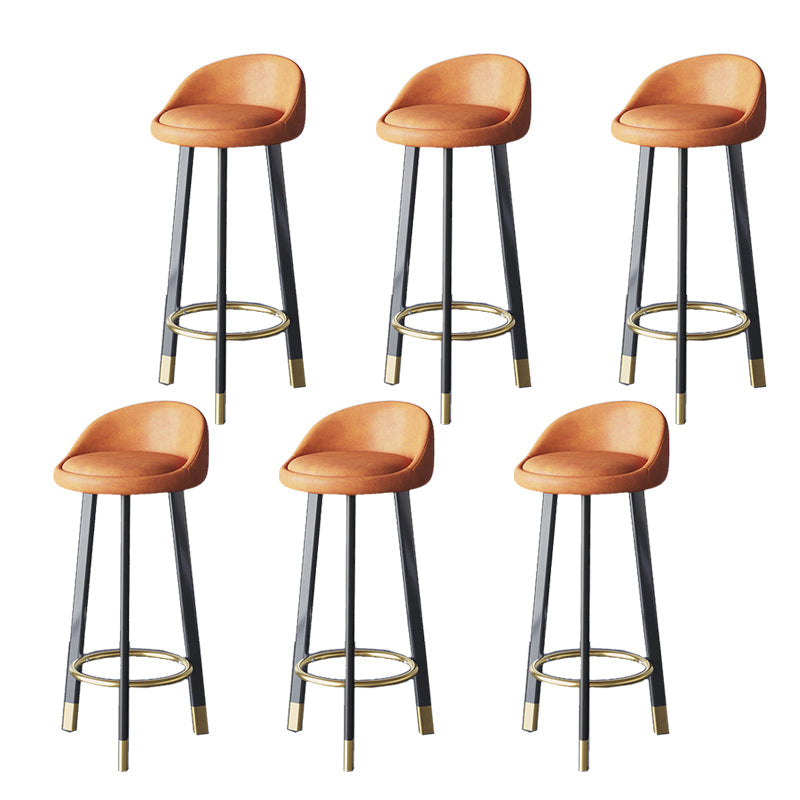 Glam Metal Barstool Fabric Counter Stool in Matte Finish for Home Orange 6 Piece Set Clearhalo 'Bar Furniture' 'Bar Stools' 'bar_stools' 'furn' 'furn_bar_stools' 'Furniture' 'Kitchen & Dining Furniture' 5617998