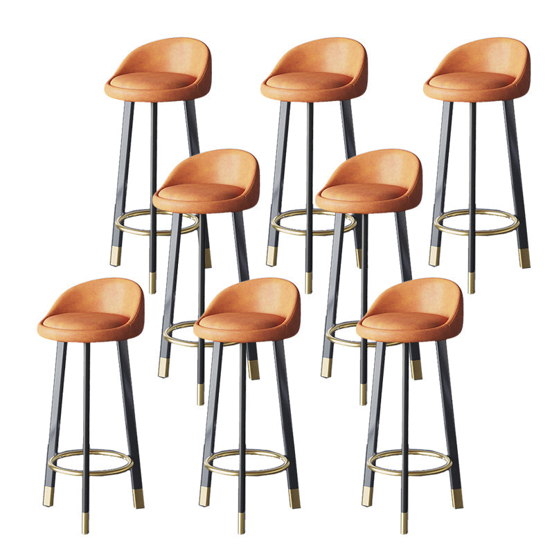 Glam Metal Barstool Fabric Counter Stool in Matte Finish for Home Orange 8 Piece Set Clearhalo 'Bar Furniture' 'Bar Stools' 'bar_stools' 'furn' 'furn_bar_stools' 'Furniture' 'Kitchen & Dining Furniture' 5617999