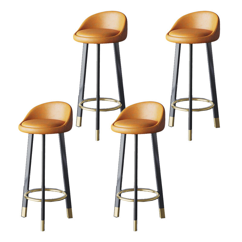 Glam Metal Barstool Fabric Counter Stool in Matte Finish for Home Orange Black 4 Piece Set Clearhalo 'Bar Furniture' 'Bar Stools' 'bar_stools' 'furn' 'furn_bar_stools' 'Furniture' 'Kitchen & Dining Furniture' 5618002