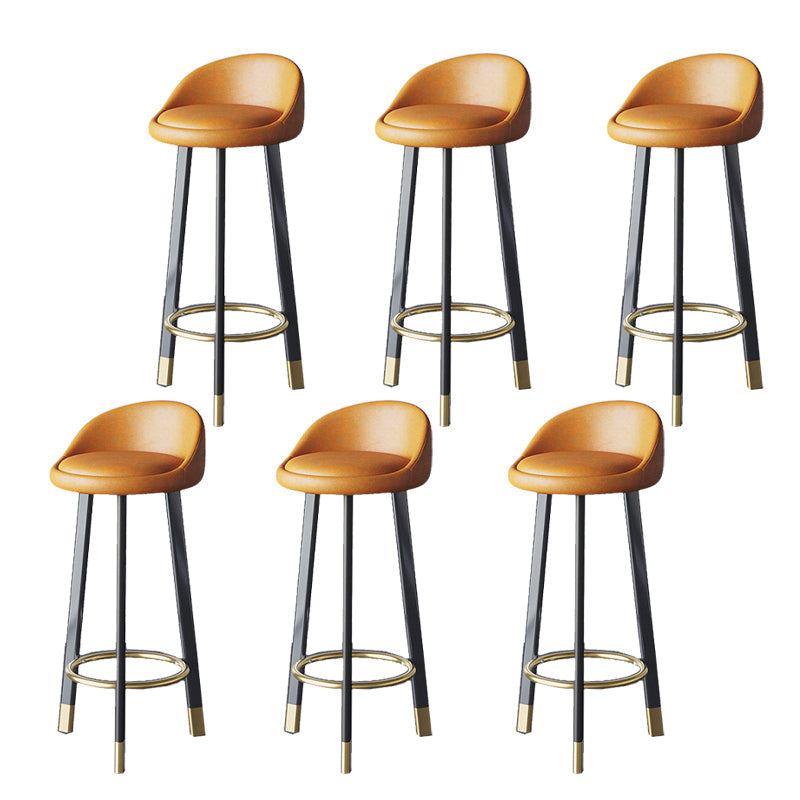 Glam Metal Barstool Fabric Counter Stool in Matte Finish for Home Orange Black 6 Piece Set Clearhalo 'Bar Furniture' 'Bar Stools' 'bar_stools' 'furn' 'furn_bar_stools' 'Furniture' 'Kitchen & Dining Furniture' 5618003