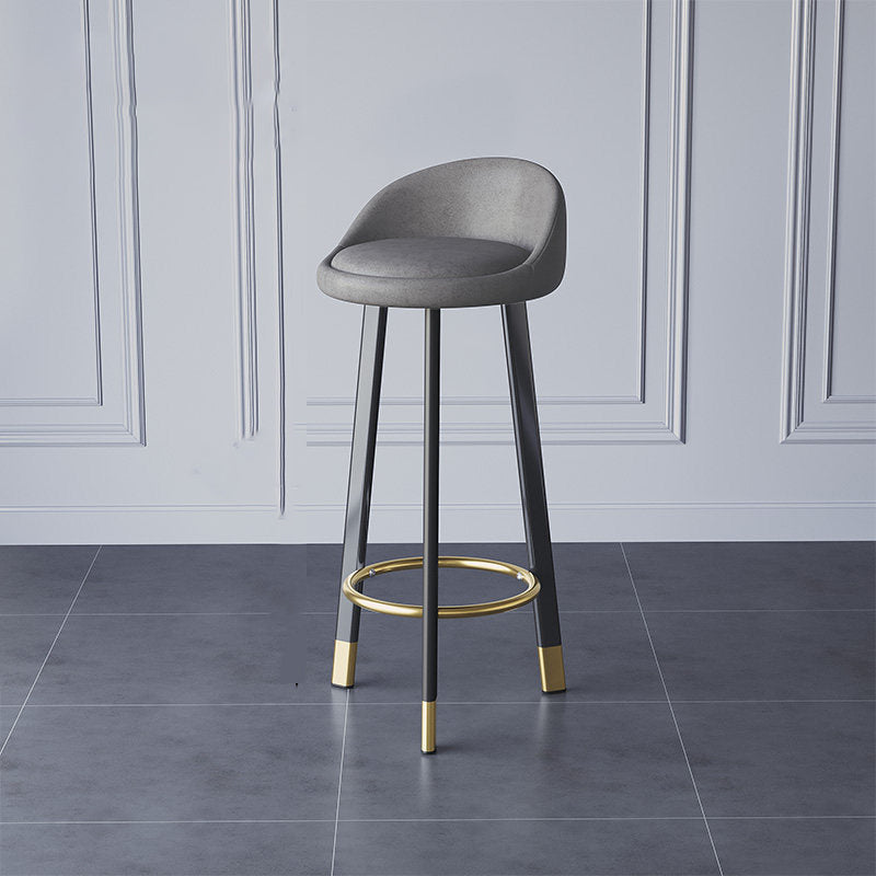 Glam Metal Barstool Fabric Counter Stool in Matte Finish for Home Black-Dark Gray 1 Piece Clearhalo 'Bar Furniture' 'Bar Stools' 'bar_stools' 'furn' 'furn_bar_stools' 'Furniture' 'Kitchen & Dining Furniture' 5618005