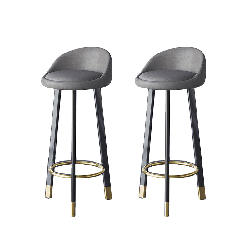 Glam Metal Barstool Fabric Counter Stool in Matte Finish for Home Black-Dark Gray 2 Piece Set Clearhalo 'Bar Furniture' 'Bar Stools' 'bar_stools' 'furn' 'furn_bar_stools' 'Furniture' 'Kitchen & Dining Furniture' 5618006