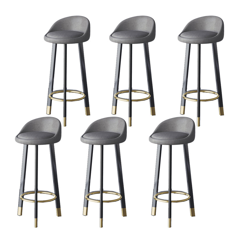 Glam Metal Barstool Fabric Counter Stool in Matte Finish for Home Black-Dark Gray 6 Piece Set Clearhalo 'Bar Furniture' 'Bar Stools' 'bar_stools' 'furn' 'furn_bar_stools' 'Furniture' 'Kitchen & Dining Furniture' 5618008