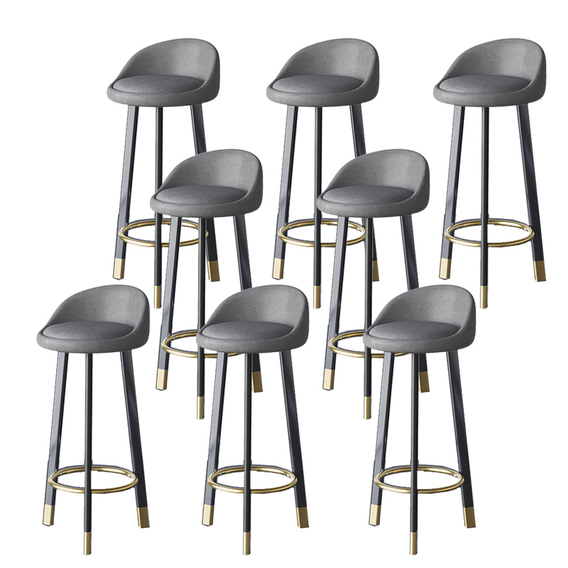Glam Metal Barstool Fabric Counter Stool in Matte Finish for Home Black-Dark Gray 8 Piece Set Clearhalo 'Bar Furniture' 'Bar Stools' 'bar_stools' 'furn' 'furn_bar_stools' 'Furniture' 'Kitchen & Dining Furniture' 5618009