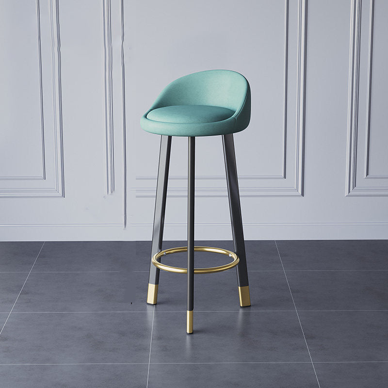 Glam Metal Barstool Fabric Counter Stool in Matte Finish for Home Dark Blue 1 Piece Clearhalo 'Bar Furniture' 'Bar Stools' 'bar_stools' 'furn' 'furn_bar_stools' 'Furniture' 'Kitchen & Dining Furniture' 5618010