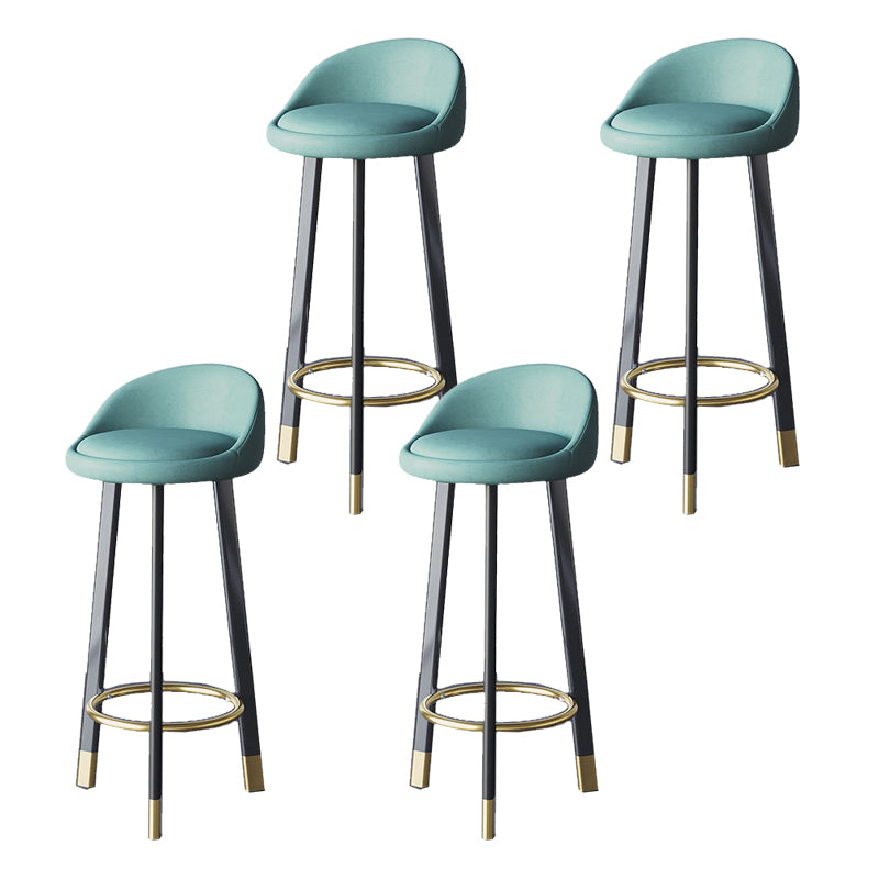 Glam Metal Barstool Fabric Counter Stool in Matte Finish for Home Dark Blue 4 Piece Set Clearhalo 'Bar Furniture' 'Bar Stools' 'bar_stools' 'furn' 'furn_bar_stools' 'Furniture' 'Kitchen & Dining Furniture' 5618012