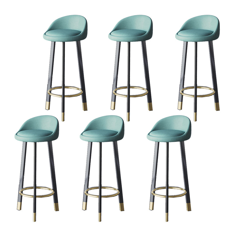 Glam Metal Barstool Fabric Counter Stool in Matte Finish for Home Dark Blue 6 Piece Set Clearhalo 'Bar Furniture' 'Bar Stools' 'bar_stools' 'furn' 'furn_bar_stools' 'Furniture' 'Kitchen & Dining Furniture' 5618013