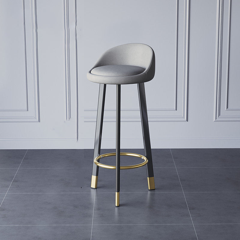 Glam Metal Barstool Fabric Counter Stool in Matte Finish for Home Light Gray 1 Piece Clearhalo 'Bar Furniture' 'Bar Stools' 'bar_stools' 'furn' 'furn_bar_stools' 'Furniture' 'Kitchen & Dining Furniture' 5618015
