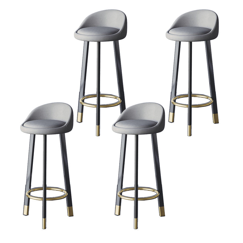 Glam Metal Barstool Fabric Counter Stool in Matte Finish for Home Light Gray 4 Piece Set Clearhalo 'Bar Furniture' 'Bar Stools' 'bar_stools' 'furn' 'furn_bar_stools' 'Furniture' 'Kitchen & Dining Furniture' 5618017
