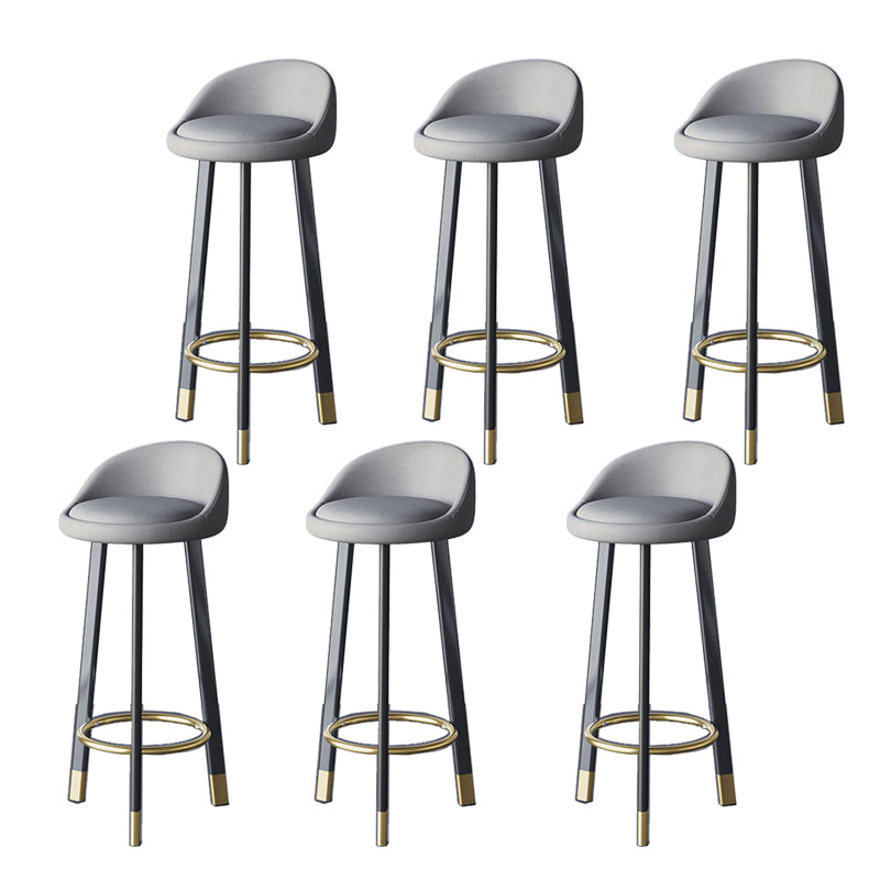 Glam Metal Barstool Fabric Counter Stool in Matte Finish for Home Light Gray 6 Piece Set Clearhalo 'Bar Furniture' 'Bar Stools' 'bar_stools' 'furn' 'furn_bar_stools' 'Furniture' 'Kitchen & Dining Furniture' 5618018