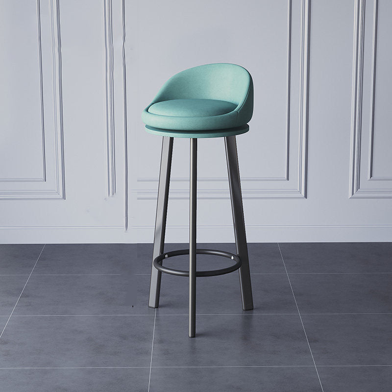 Glam Metal Barstool Fabric Counter Stool in Matte Finish for Home Blue 1 Piece Clearhalo 'Bar Furniture' 'Bar Stools' 'bar_stools' 'furn' 'furn_bar_stools' 'Furniture' 'Kitchen & Dining Furniture' 5618025