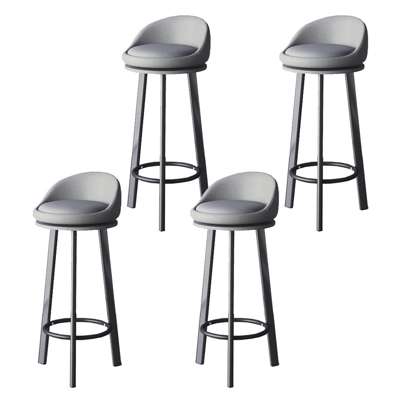 Glam Metal Barstool Fabric Counter Stool in Matte Finish for Home Light Gray-Black 4 Piece Set Clearhalo 'Bar Furniture' 'Bar Stools' 'bar_stools' 'furn' 'furn_bar_stools' 'Furniture' 'Kitchen & Dining Furniture' 5618037