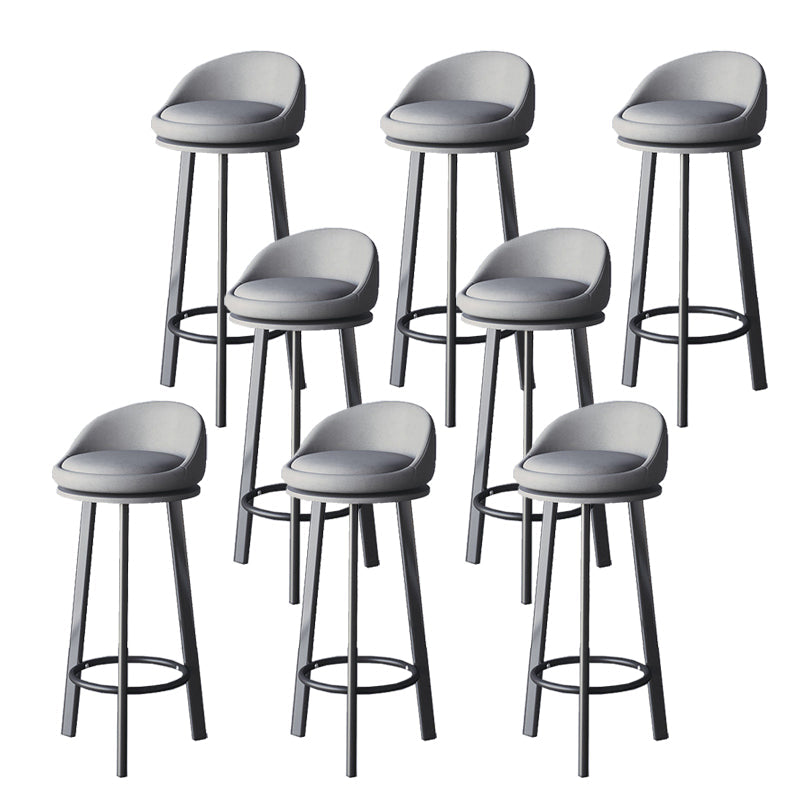 Glam Metal Barstool Fabric Counter Stool in Matte Finish for Home Light Gray-Black 8 Piece Set Clearhalo 'Bar Furniture' 'Bar Stools' 'bar_stools' 'furn' 'furn_bar_stools' 'Furniture' 'Kitchen & Dining Furniture' 5618039