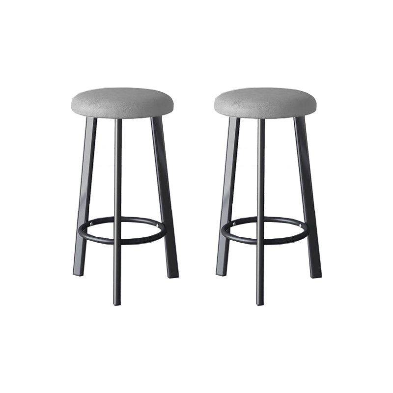 Glam Metal Barstool Fabric Counter Stool in Matte Finish for Home Silver Gray 2 Piece Set Clearhalo 'Bar Furniture' 'Bar Stools' 'bar_stools' 'furn' 'furn_bar_stools' 'Furniture' 'Kitchen & Dining Furniture' 5618041