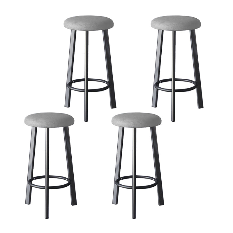 Glam Metal Barstool Fabric Counter Stool in Matte Finish for Home Silver Gray 4 Piece Set Clearhalo 'Bar Furniture' 'Bar Stools' 'bar_stools' 'furn' 'furn_bar_stools' 'Furniture' 'Kitchen & Dining Furniture' 5618042