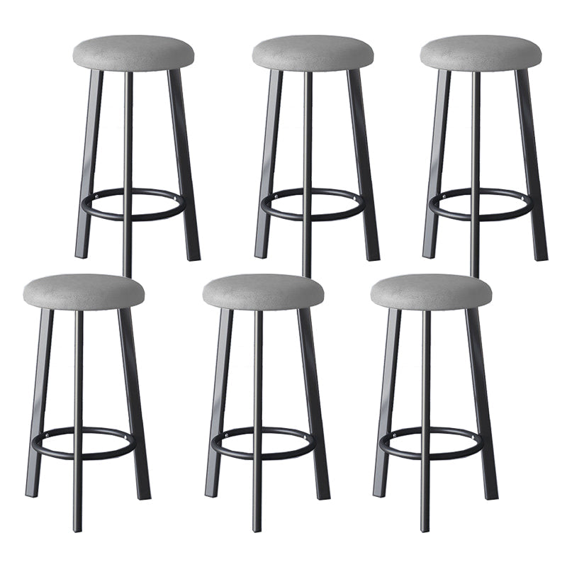 Glam Metal Barstool Fabric Counter Stool in Matte Finish for Home Silver Gray 6 Piece Set Clearhalo 'Bar Furniture' 'Bar Stools' 'bar_stools' 'furn' 'furn_bar_stools' 'Furniture' 'Kitchen & Dining Furniture' 5618043