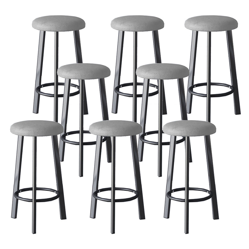 Glam Metal Barstool Fabric Counter Stool in Matte Finish for Home Silver Gray 8 Piece Set Clearhalo 'Bar Furniture' 'Bar Stools' 'bar_stools' 'furn' 'furn_bar_stools' 'Furniture' 'Kitchen & Dining Furniture' 5618044