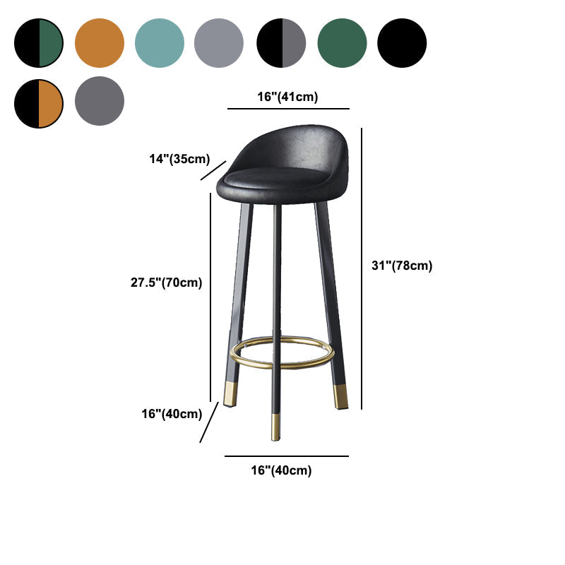 Glam Metal Barstool Fabric Counter Stool in Matte Finish for Home Clearhalo 'Bar Furniture' 'Bar Stools' 'bar_stools' 'furn' 'furn_bar_stools' 'Furniture' 'Kitchen & Dining Furniture' 5618045