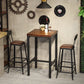 Industrial Square Solid Wood Bar Table Set 1/2/3/5 Pieces Counter Table with High Stools