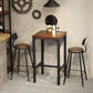 Industrial Square Solid Wood Bar Table Set 1/2/3/5 Pieces Counter Table with High Stools