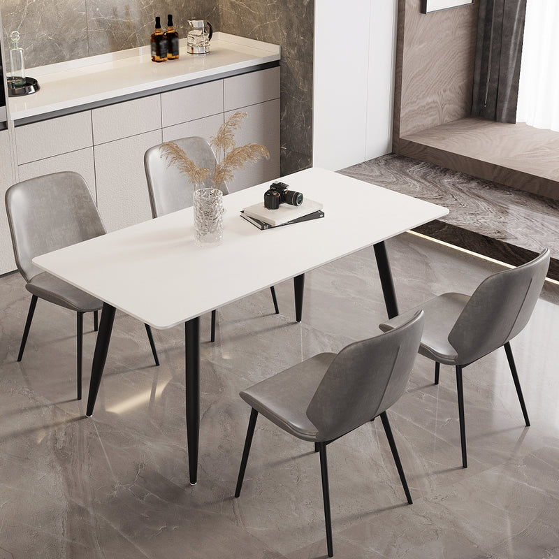 Modern 1/2/4/5/7 Pieces Dining Set Rectangle Stone Dining Table for Dining Room Kitchen 5 Pieces: Table, 4 Grey Chairs Clearhalo 'Dining Room Sets' 'Dining Tables & Seating' 'dining_room_set' 'furn' 'furn_dining_room_set' 'Furniture' 'Kitchen & Dining Furniture' 5618163