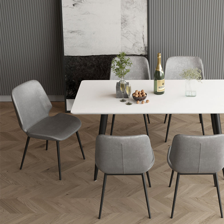 Modern 1/2/4/5/7 Pieces Dining Set Rectangle Stone Dining Table for Dining Room Kitchen Clearhalo 'Dining Room Sets' 'Dining Tables & Seating' 'dining_room_set' 'furn' 'furn_dining_room_set' 'Furniture' 'Kitchen & Dining Furniture' 5618172