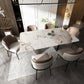 Modern 1/4/5/6/7 Pieces Dining Set Rectangle Stone Dining Table for Dining Room 7 Pieces: Table, 6 White Chairs Clearhalo 'Dining Room Sets' 'Dining Tables & Seating' 'dining_room_set' 'furn' 'furn_dining_room_set' 'Furniture' 'Kitchen & Dining Furniture' 5618258