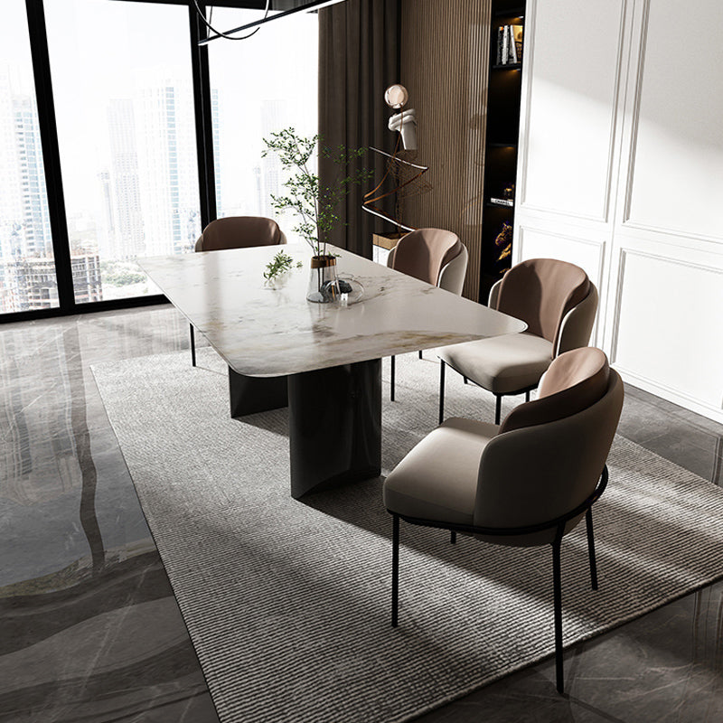Modern 1/4/5/6/7 Pieces Dining Set Rectangle Stone Dining Table for Dining Room Clearhalo 'Dining Room Sets' 'Dining Tables & Seating' 'dining_room_set' 'furn' 'furn_dining_room_set' 'Furniture' 'Kitchen & Dining Furniture' 5618259