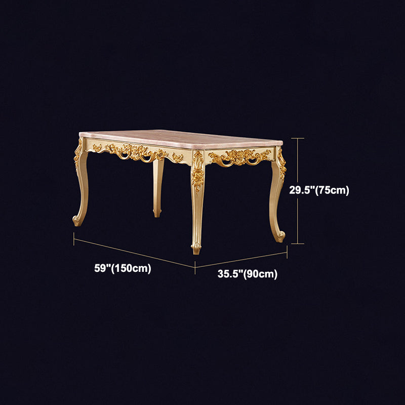 Forma rectangular mesa de comedor de estilo victoriano mesa fija con mármol