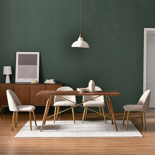 Mesa de comedor de lujo tradicional mesa de comedor de madera marrón para uso doméstico