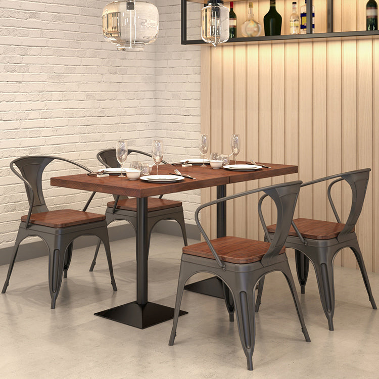 Mesa de comedor de madera sólida mesa de comedor cuadrado de estilo industrial con base de pedestal